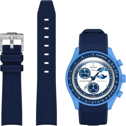 Miniatura 9 de Correa Stanchev para reloj Moonswatch, correa de silicona suave curvada sin espacio de 20mm para reloj Omega X Swatch Speedmaster, correa