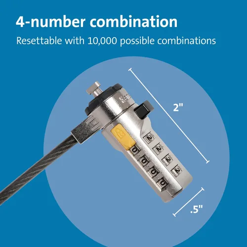 Miniatura 2 de Kensington Cable de Combinación con Barra en T Ranura de Bloqueo Estándar para Laptops, Contraseña Restablecible de 4 Dígitos con Cable de 6 Pies