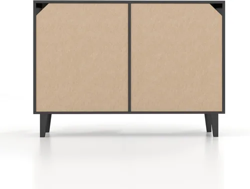 Miniatura 8 de Panana Armario de almacenamiento de buffet con decoración de ratán 4 puertas, aparador de cocina para sala de estar, 48.43 x 34.65 x 15 pulgadas