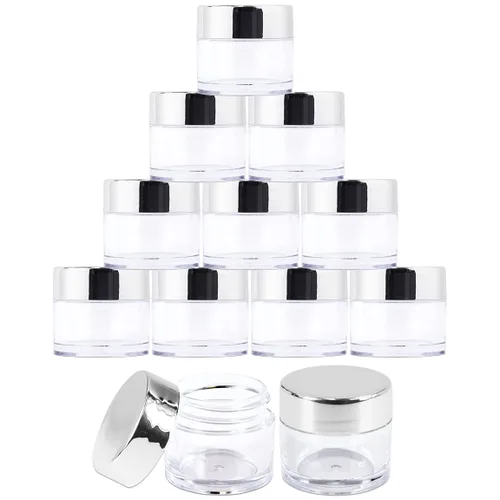 Miniatura 8 de Beauticom - Tarros redondos de acrílico transparente de pared gruesa a prueba de fugas con tapas doradas para belleza, crema, cosméticos, ungüentos