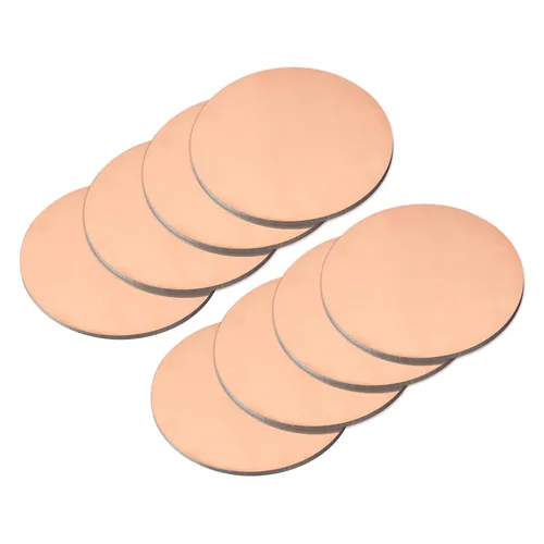Miniatura 34 de uxcell Hoja de cobre puro, 4 piezas de 2 x 0.04 pulgadas, calibre 18 T2, placa redonda de metal de cobre para manualidades, reparaciones eléctricas