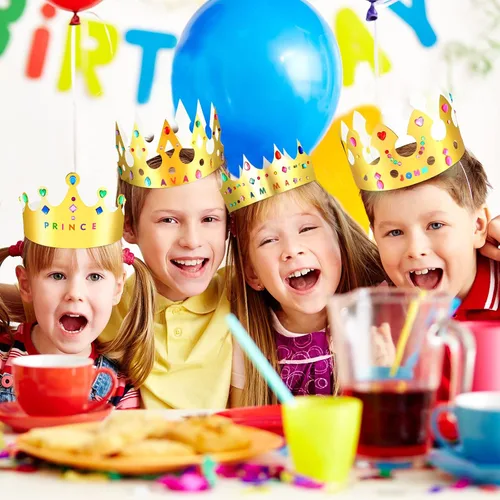 Miniatura 4 de 63 coronas de papel, coronas de princesa, corona de príncipe para niños, fiesta de cumpleaños, sombreros de rey, gemas de oro, joyas de números