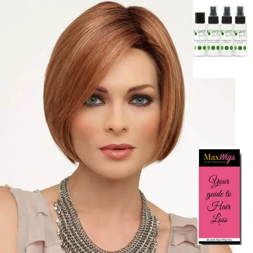 Peluca Tasha de color marrón claro – Envy Wigs de 8 pulgadas de longitud de la barbilla corta Bob Sweeping Bang sintético encaje frontal línea