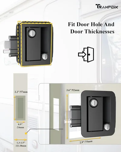 Miniatura 5 de Cerradura de puerta de casa rodante de plástico de ingeniería, reemplazo de cerradura de puerta de RV, se ajusta a un agujero de 3.65" x 2.95