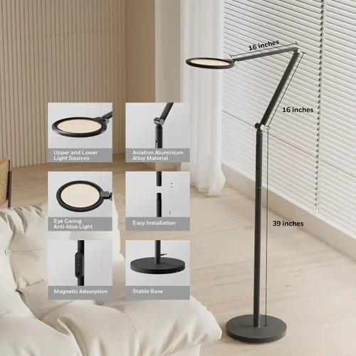 Miniatura 4 de Honeywell lámpara LED de pie - F01BK Sunturalux™ Luz de pie regulable para cuidar los ojos con control remoto, lámpara alta ajustable en 5