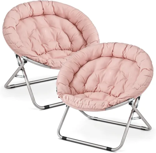 Miniatura 83 de Cómoda silla con platillo, silla de sala de estar, silla plegable acolchada suave de piel sintética, cómoda silla cuadrada de luna para sala