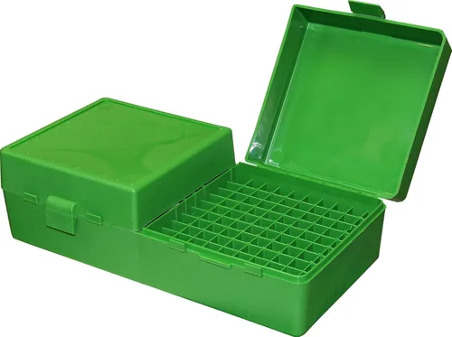 MTM Case-Gard RS200-10 - Caja de munición 200 con tapa abatible redonda 223 204 Ruger 6x47, fabricado en Estados Unidos, color verde