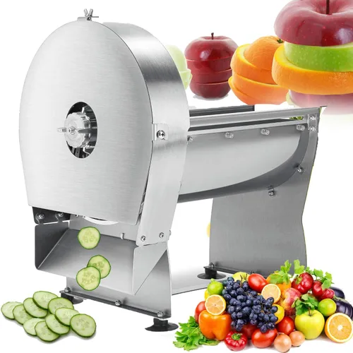 Cortador eléctrico comercial de verduras, cortador de patatas y frutas de 0.000-0.394 in, cortador de acero inoxidable, grosor ajustable para