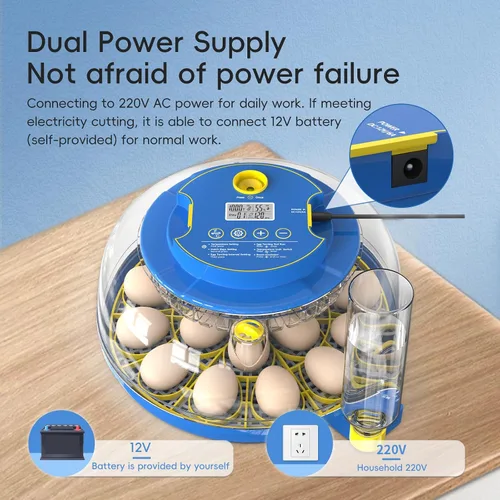 Miniatura 4 de 18 incubadoras de huevos con giro automático de huevos y control de humedad, pantalla de temperatura para incubar pollo, pato, codorniz, pájaros