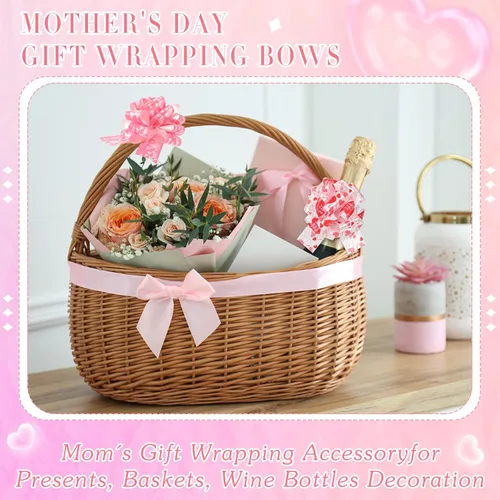 Miniatura 6 de Yunlly Paquete de 108 lazos rosados para envolver regalos, cinta de cumpleaños, lazos para mujer, accesorio de envoltura de regalos para regalos