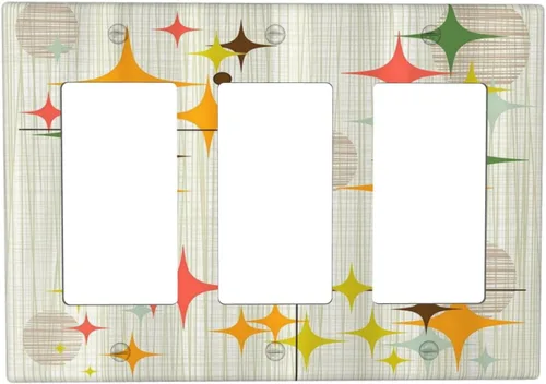 Miniatura 158 de Cubiertas Decorativas para Placas de Interruptor Abstracto Moderno de Mediados de Siglo Arco Boho Sol Dorado Hoja 1 Gang Placa de Pared Cubierta