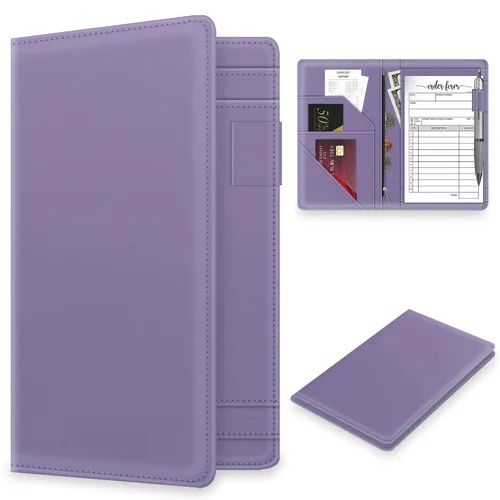 Libreta para meseros con bolsillo con cremallera para camarera, bonita cartera de camarero, organizador de meseros de restaurante, soporte para