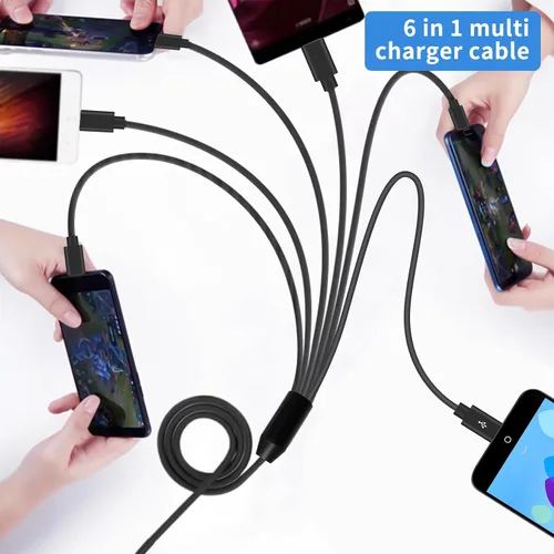 Miniatura 3 de Poyiccot Cable divisor USB C, 6 en 1, USB 2.0 tipo A a 6 tipo C, cable de carga macho con carga rápida de 3 A para Android, Samsung, tableta, 1.5