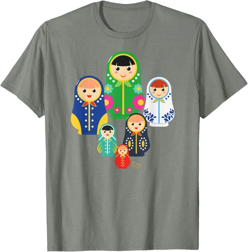 Miniatura 26 de Matryoshka Russian Nesting Dolls, Rusia - Camiseta de regalo, Azul / Patchwork, S