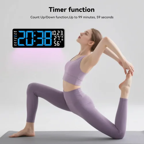 Miniatura 6 de Reloj de pared digital con pantalla grande, reloj digital de 17.3 pulgadas con control remoto a color RGB, reloj de pared grande con atenuación