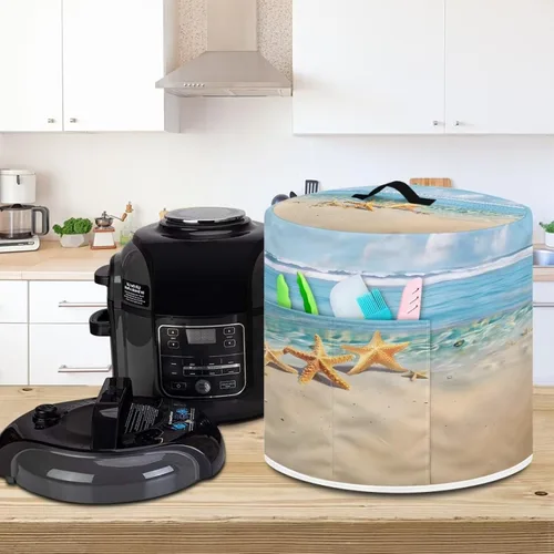 Miniatura 3 de Suobstales Cubierta para aparato con estampado de estrellas de mar de playa, cubierta antipolvo, funda portátil para olla a presión con bolsillo
