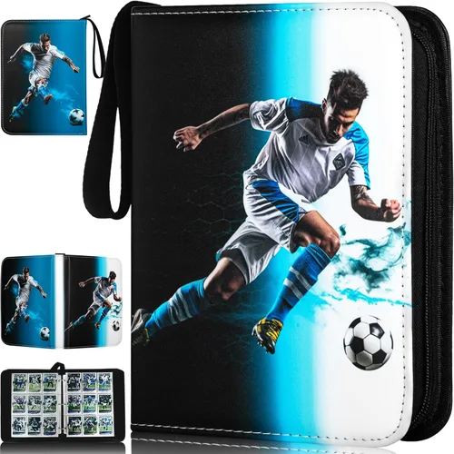 RONMONG Carpeta de Tarjetas de Fútbol, Álbum de Tarjetas de Intercambio Deportivas 2024-2025 con Fundas y Soporte, Hojas de Portatarjetas de Fútbol
