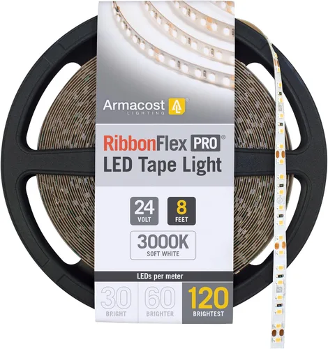 Miniatura 45 de Armacost Lighting RibbonFlex Pro 136230 - Tira de luces LED blancas de 24 V, 120 LED/m, 2700K, 16.4 pies