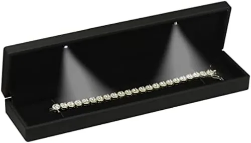 The Jewellery Pak Caja de pulsera LED negra. Pulsera LED de lujo, caja de regalo con luz para mujeres, niñas y hombres, dimensión de la caja de 8.86