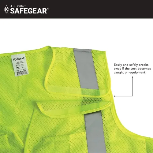 Miniatura 6 de J. J. Keller & Associates, Inc. Chaleco de seguridad de alta visibilidad, tipo R Clase 2, paquete de 5, SAFEGEAR Lima