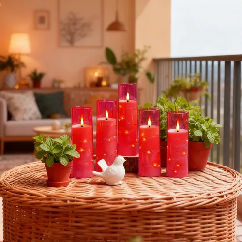 Miniatura 2 de kakoya Velas LED sin llama con temporizador, 9 velas parpadeantes sin llama para ambiente romántico y decoración del hogar, carcasa acrílica