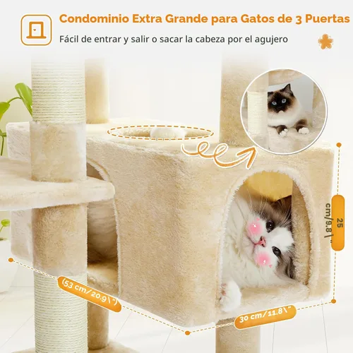 Miniatura 5 de PAWZ Road Árbol grande para gatos, torre para gatos de 72 pulgadas para gatos grandes, condominio para gatos con postes rascadores y almohadillas
