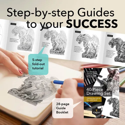 Miniatura 5 de Castle Art Supplies 40 piezas de lápices de dibujo y bocetos de primera calidad con tutorial para artistas, profesionales o principiantes