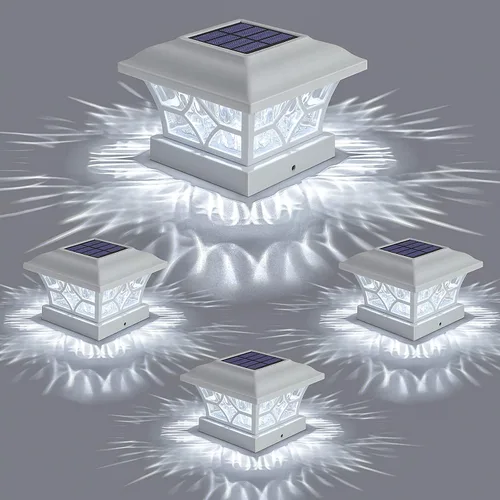 Miniatura 11 de APONUO Paquete de 8 Luces Solares para Postes con Batería de 1000mAh - para Cercas de 4x4 5x5 6x6, Tamaño Más Grande y Más Duraderas, 2 Modos, Negro
