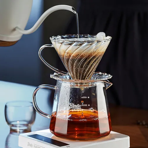 Miniatura 3 de Bincoo Juego de cafetera vertida, cafetera de goteo de cono de 60° en forma de V, incluye jarra de café de vidrio borosilicato de 16 onzas y gotero
