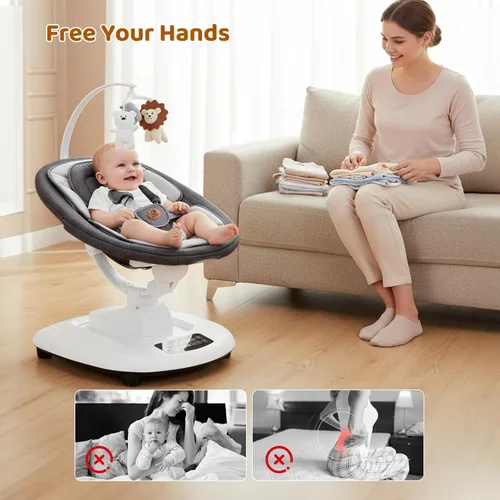 Miniatura 7 de Columpio para bebé, columpios de bebé multimovimiento para bebés y niños pequeños, habilitado con 5 movimientos únicos y 5 velocidades, asiento