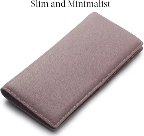 Miniatura 2 de Bveyzi Billeteras de cuero ultrafino con bloqueo RFID para tarjetas de crédito, billetera plegable para mujer