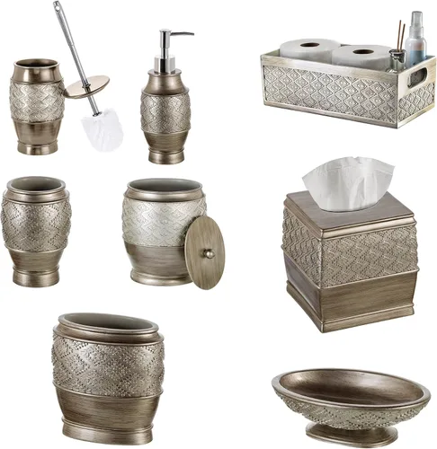 Miniatura 7 de Creative Scents Dublin Silver - Juego completo de accesorios de baño, juego de baño de 6 piezas de plata cepillada: escobilla de inodoro y soporte