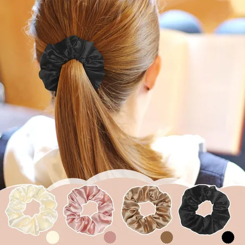 Miniatura 3 de 24 coleteros de satén para mujer, suaves que la seda para coleteros de cabello, lazos y bandas de moda para todo tipo de cabello, accesorios