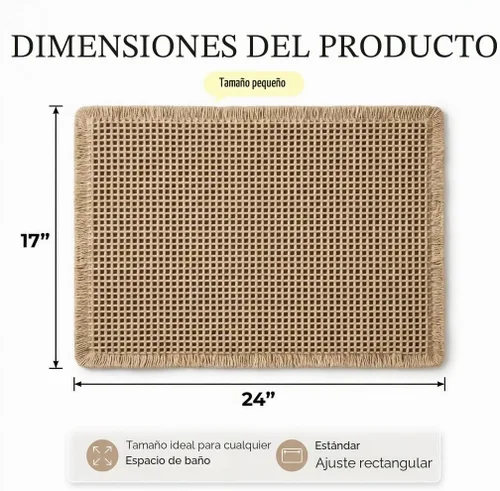 Miniatura 2 de IM HOME Tapete de baño de punto gofre, color caqui, de 24 x 17 pulgadas, tejido bohemio, moderno, absorbente, antideslizante, suave, lavable