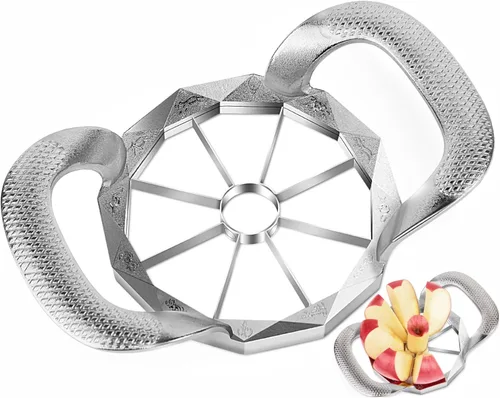 LIIGEMI Cortador de manzana de acero inoxidable, descorazonador y cortador de manzana de 8 hojas para varias frutas, afilado y resistente, mango