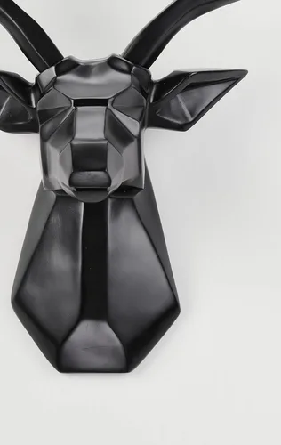 Miniatura 4 de YJ Home Decoración de pared con cabeza de ciervo, negro, 23.3 pulgadas de ancho x 21.3 pulgadas de alto Taxidermia sintética, diseño geométrico