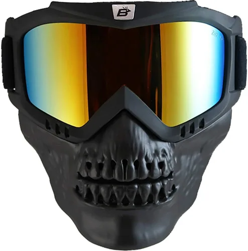 Miniatura 9 de Birdz Skullbird - Gafas protectoras acolchadas para motocicleta ATV, color negro, con cubrebocas