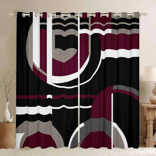 Miniatura 41 de Feelyou Cortinas opacas abstractas modernas de arte abstracto para dormitorio, sala de estar, niños, patrón rojo, gris, negro, patrón de Multi 05