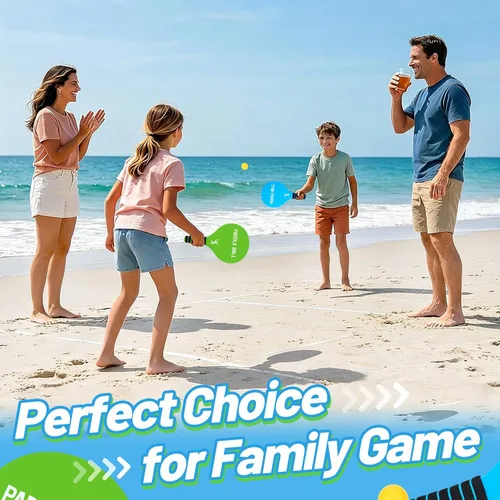 Miniatura 4 de Juego de 2 juegos de pelota de remo de juguete para juegos de playa, divertido juego de raquetas de pádel, juguetes deportivos al aire libre