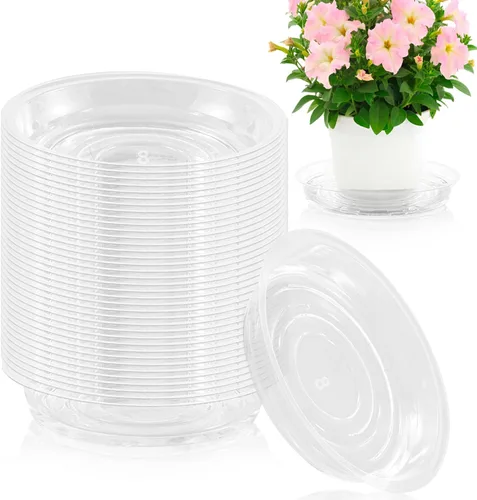 Miniatura 24 de Paquete de 30 platillos transparentes para plantas en interiores (4, 6, 8, 10, 12 pulgadas) platillos para macetas para plantas en maceta, juego
