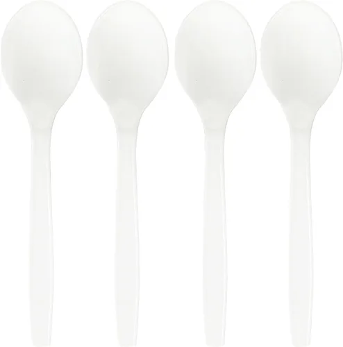 Miniatura 2 de Bluesky Trading Kitchen Selection - Cucharas de sopa blancas de lujo, paquete de 50, cubiertos de plástico clásicos y desechables, perfectos
