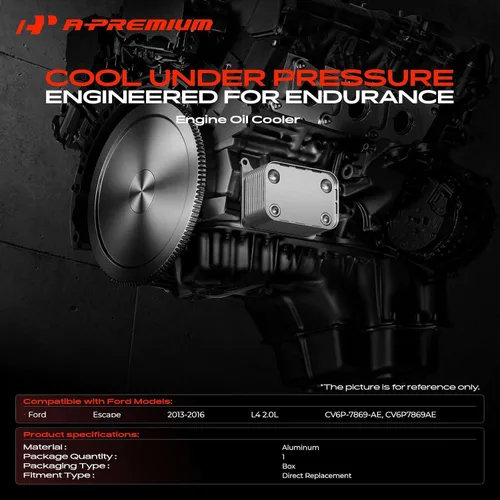 Miniatura 2 de A-Premium Enfriador de aceite de transmisión automática compatible con Ford Escape 2013 2014 2015 2016 2.0L, gas, 4WD, repuesto # CV6P7869AE