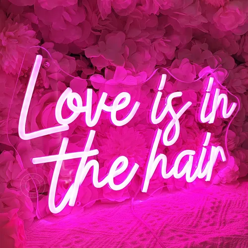 Miniatura 7 de SYLHOME Letrero de luz LED de neón con texto en inglés «Love Is In The Hair» para peluquería, peluquería, peluquería, peluquería, estudio