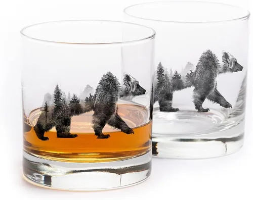 Miniatura 13 de Juego de vasos de whisky Black Lantern Buffalo Landscape de 2 vasos de 11oz con base pesada para bourbon, whisky y cócteles Regalo