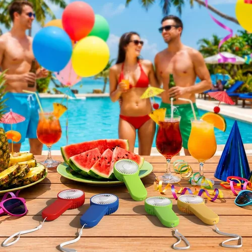 Miniatura 6 de Sumind 6 unidades de pequeño ventilador portátil personal pequeño a granel de 1 velocidad eléctrico lindo alimentado por batería para el cuello
