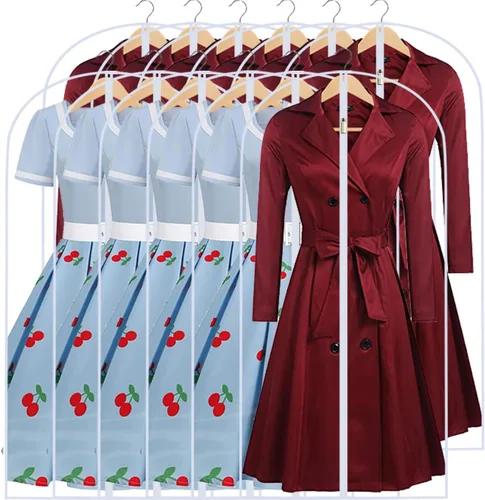 Miniatura 23 de Bolsas transparentes para colgar ropa, 40 pulgadas (juego de 6), bolsas de traje para almacenamiento en armario, bolsas de plástico a prueba