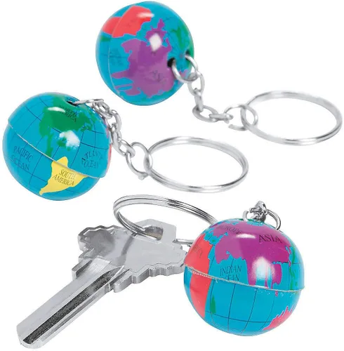 Fun Express Globos del mundo y mapa Llaveros - VBS Vacaciones Suministros Escolares Bíblicos/Decoración (a granel 144 piezas)