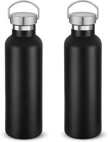 Miniatura 38 de Volhoply 24 onzas Botella de agua aislada con boca estándar con tapa de combinación de plástico y acero inoxidable, botellas de agua de 304 18/8
