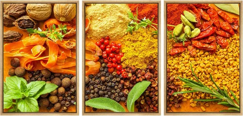 Miniatura 57 de wall26 Lienzo enmarcado para pared, juego de arte de hierbas, verduras y condimentos en madera, alimentos, fotografía cultural, realismo, paisaje