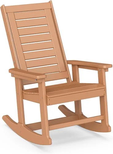 Miniatura 27 de BRIOPAWS Outdoor Rocking Chairs Set of 2 HDPE Plastic Porch Rockers Aqua Oversized Patio Rocker Chair High Back for Big Man Weather